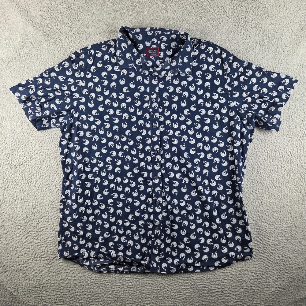 UNTUCKit Mens 3XL Tall Regular Fit Short Sleeve Button Down Shirt Blue Floral